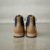 Men's Blue and Tan Wingtip Leather Derby Boots — Enbourne