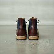 Men's Blue and Burgundy Wingtip Leather Derby Boots — Enbourne — Enbourne