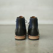 Men's Blue and Black Wingtip Leather Derby Boots — Enbourne — Enbourne