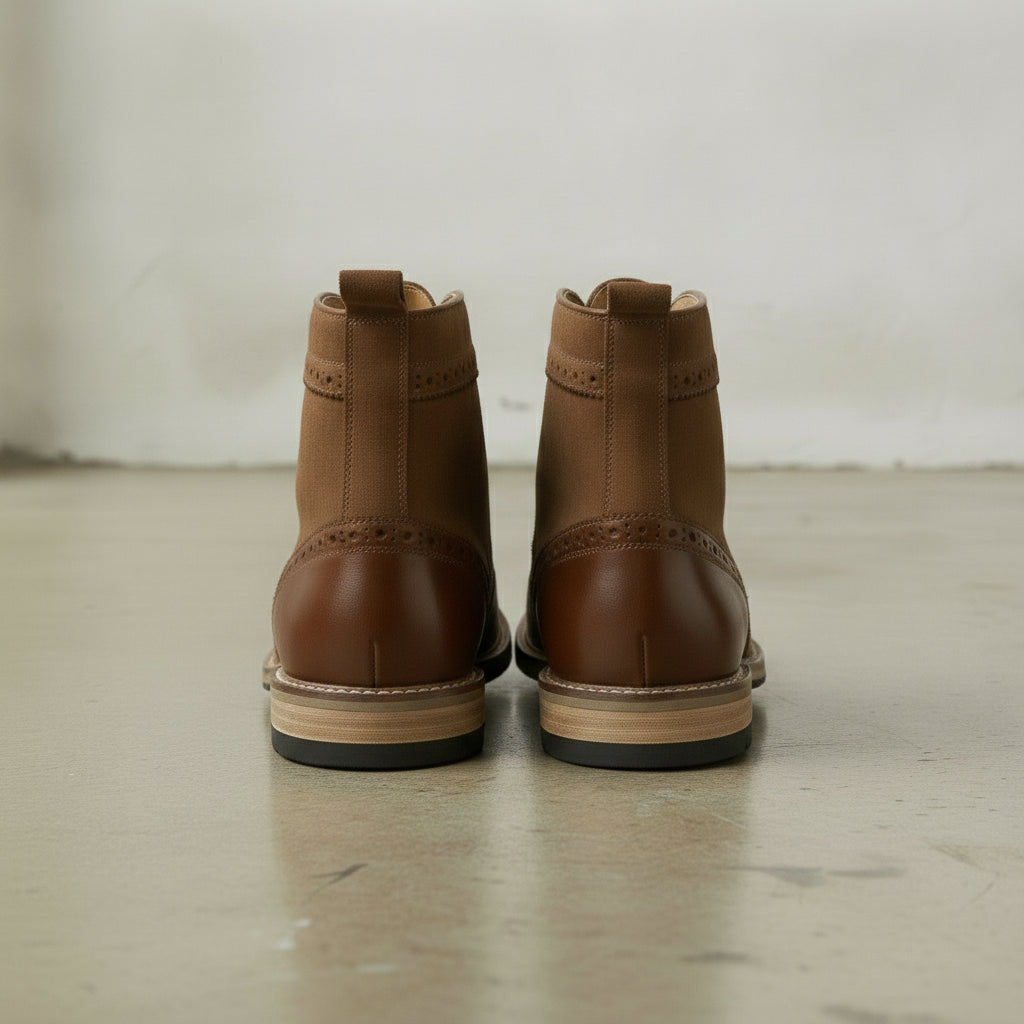 Men's Brown Wingtip Suede Derby Boots — Potter
