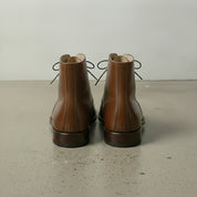 Men's Brown and Silver Cap-Toe Leather Ankle Boots — Clarendon