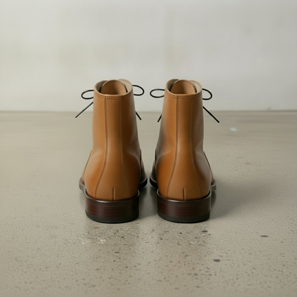Men's Tan and Silver Cap-Toe Leather Ankle Boots — Clarendon