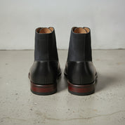Men's Black and Dark Blue Cap-Toe Leather Derby Boots — Smedley