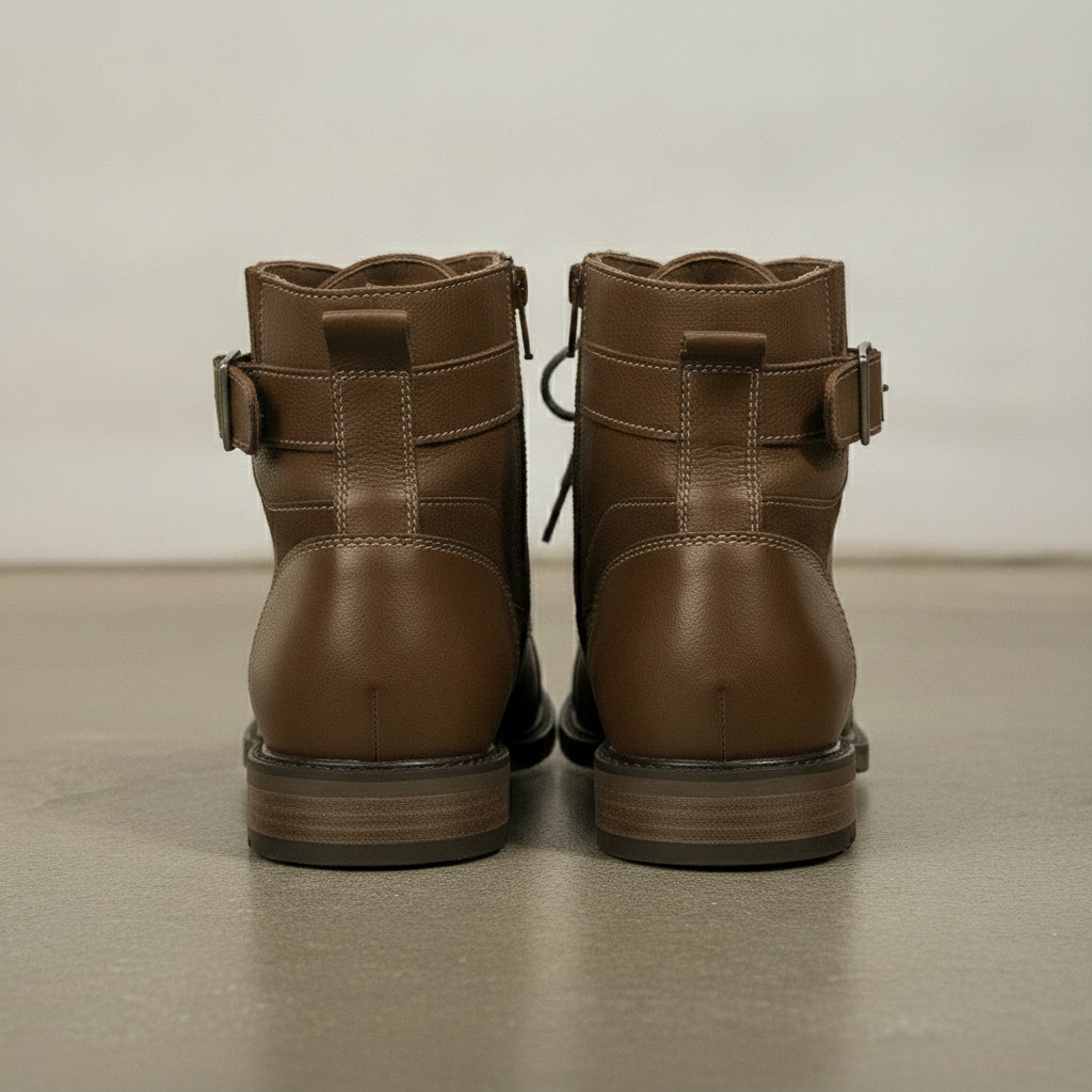 Men's Brown Cap-Toe Leather Ankle Boots — Borton