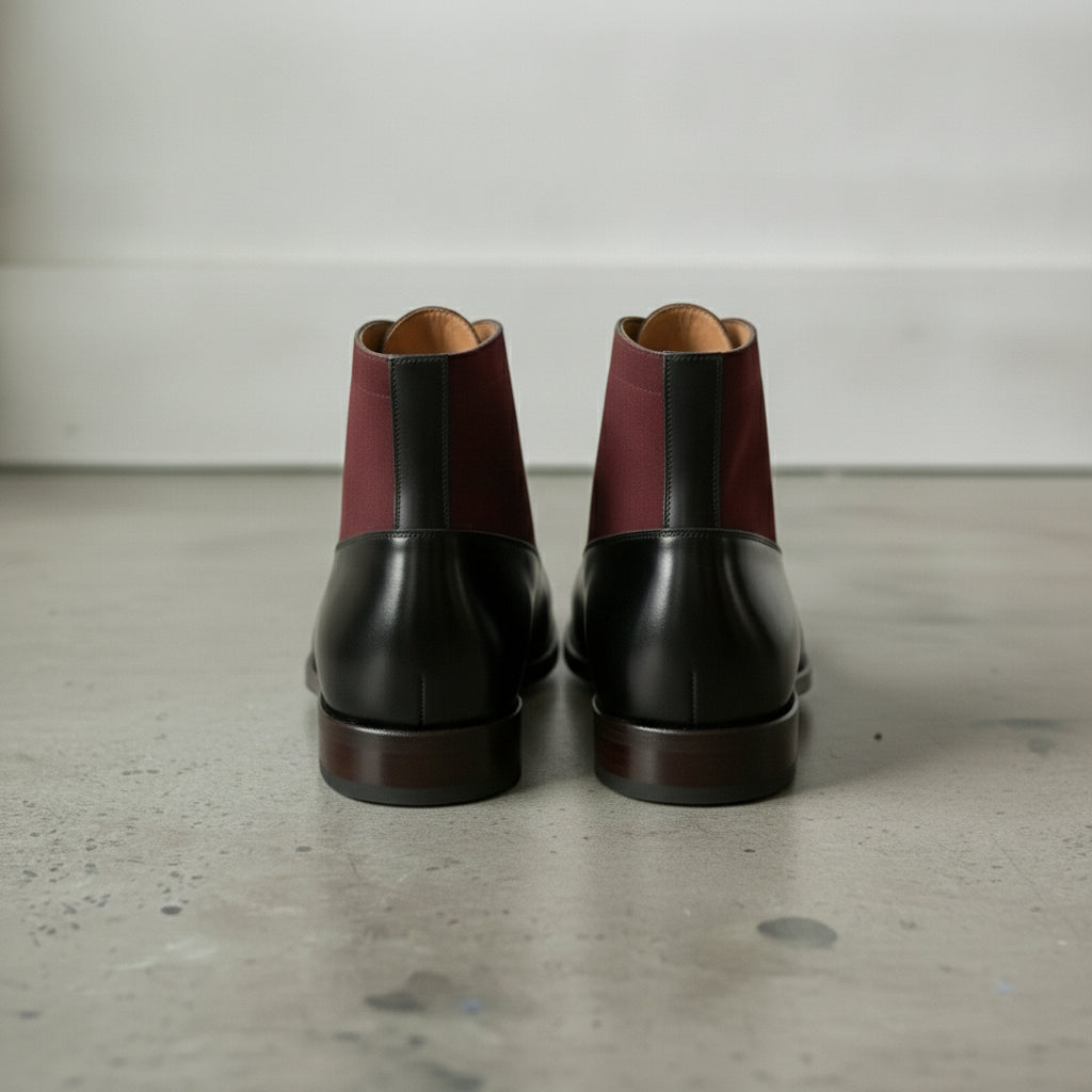 Men's Black Cap-Toe Leather Oxford Boots — Adlard