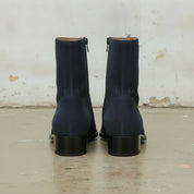Men's Navy Blue Plain-Toe Suede Zipper Boots