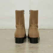Men's Tan Plain-Toe Suede Zipper Boots