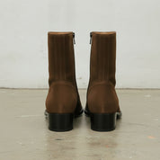 Men's Brown Plain-Toe Suede Zipper Boots