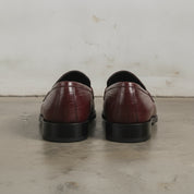 Men's Burgundy Crocodile-Embossed Leather Bit Loafers — Easington