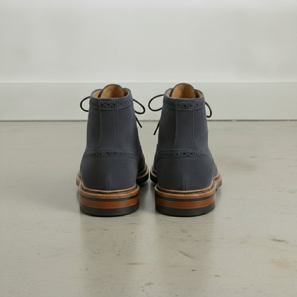 Men's Dark Navy Blue Cap-Toe Suede Ankle Boots — Coldstream