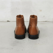Men's Tan Cap-Toe Pebbled Leather Ankle Boots — Sleaford