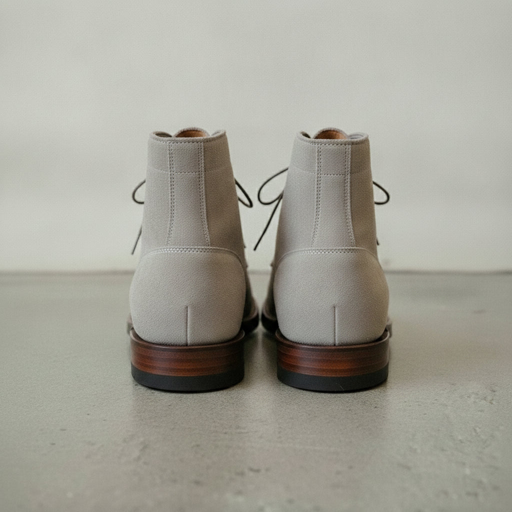 Men's Light Gray Apron-Toe Suede Derby Ankle Boots — Greenway