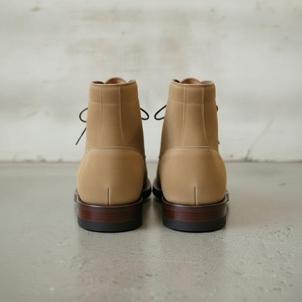 Men's Tan Apron-Toe Suede Derby Ankle Boots — Greenway