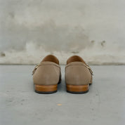 Men's Taupe Moc-Toe Suede Buckle Loafers