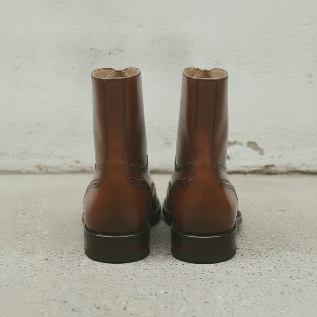 Men's Brown Wingtip Leather Oxford Boots — Selby