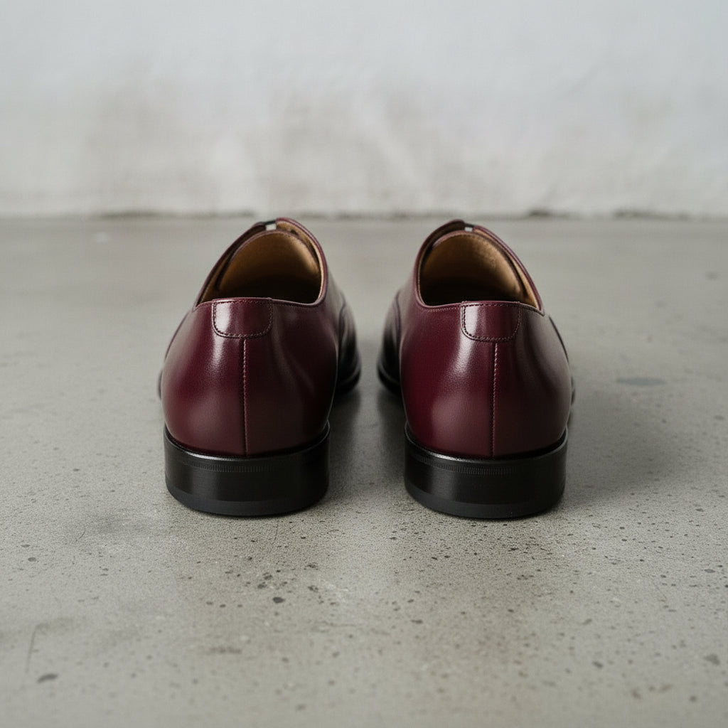 Men's Burgundy Plain-Toe Leather Oxfords — Cambray
