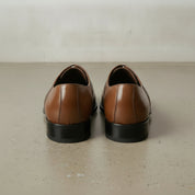 Men's Brown Plain-Toe Crocodile-Embossed Leather Oxfords — Esmond