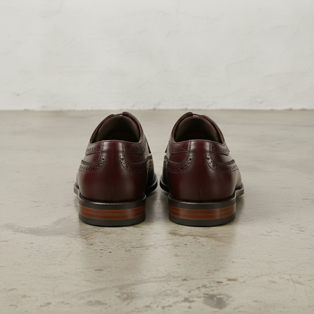 Men's Burgundy Wingtip Leather Brogue Derby — Bathwick