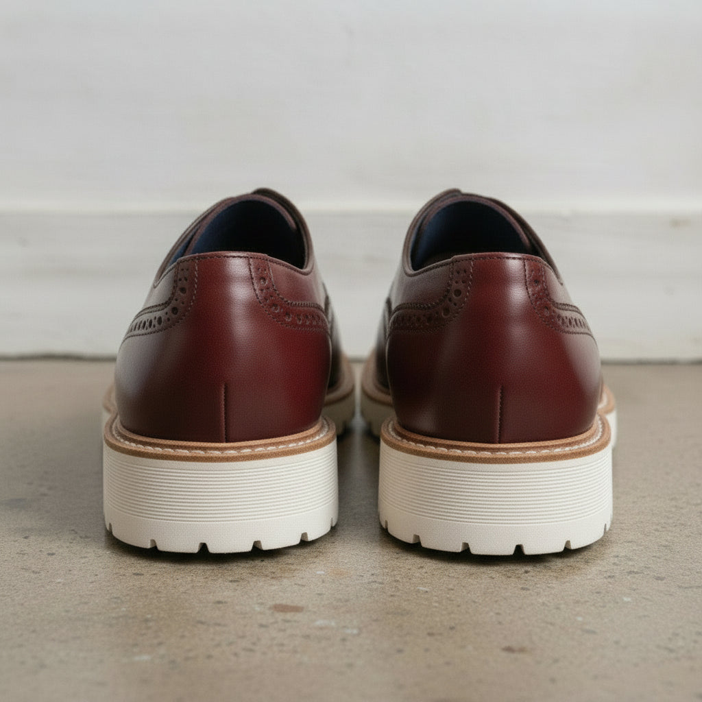 Men's Burgundy Wingtip Leather Derby Brogues — Bingham