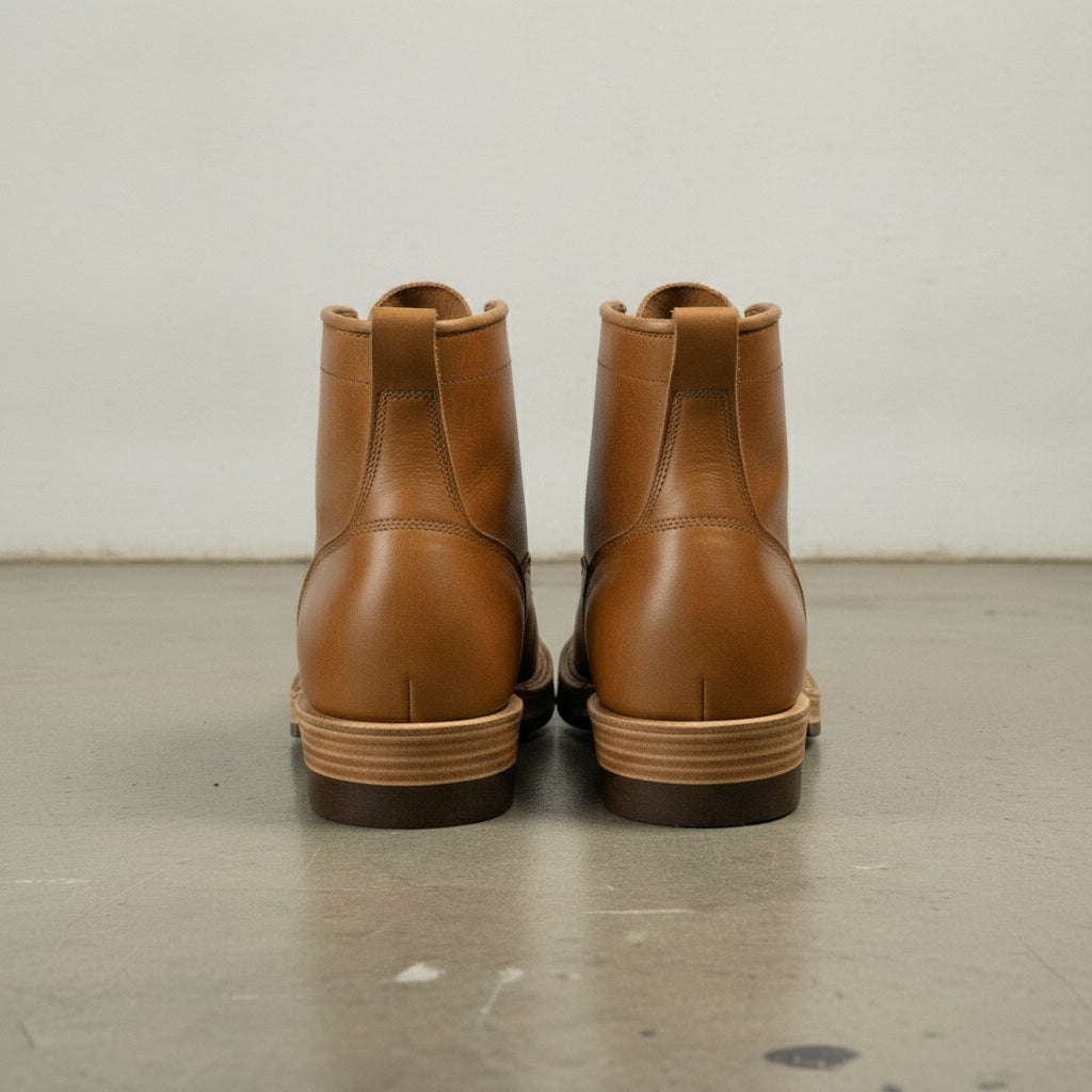 Men's Tan Plain-Toe Leather Ankle Boots — Greenfield