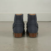 Men's Navy Blue Plain-Toe Suede Harness Boots — Dalton