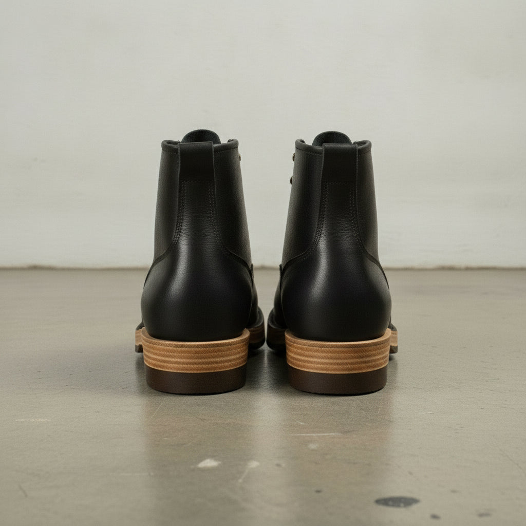 Men's Black Plain-Toe Leather Ankle Boots — Greenfield