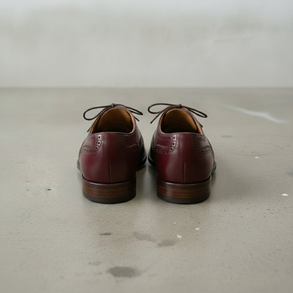 Men's Burgundy Cap-Toe Brogue Leather Oxfords — Earlham