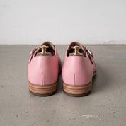 Men's Rose Pink Plain-Toe Leather Monk Strap Shoes — Attley