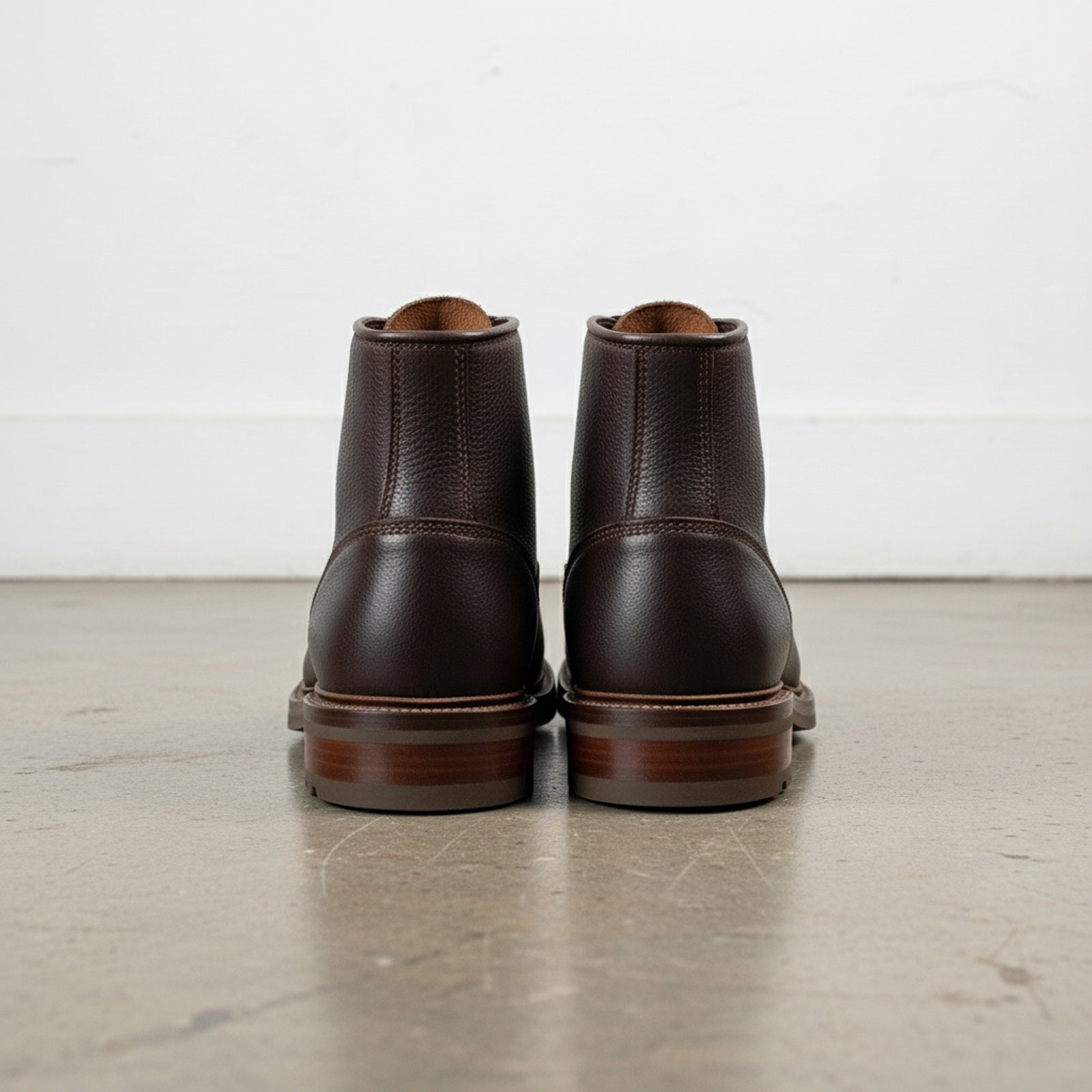 back-view - Men's Combat Boots, Full-Grain Leather Boots, Lace-Up Ankle Boots