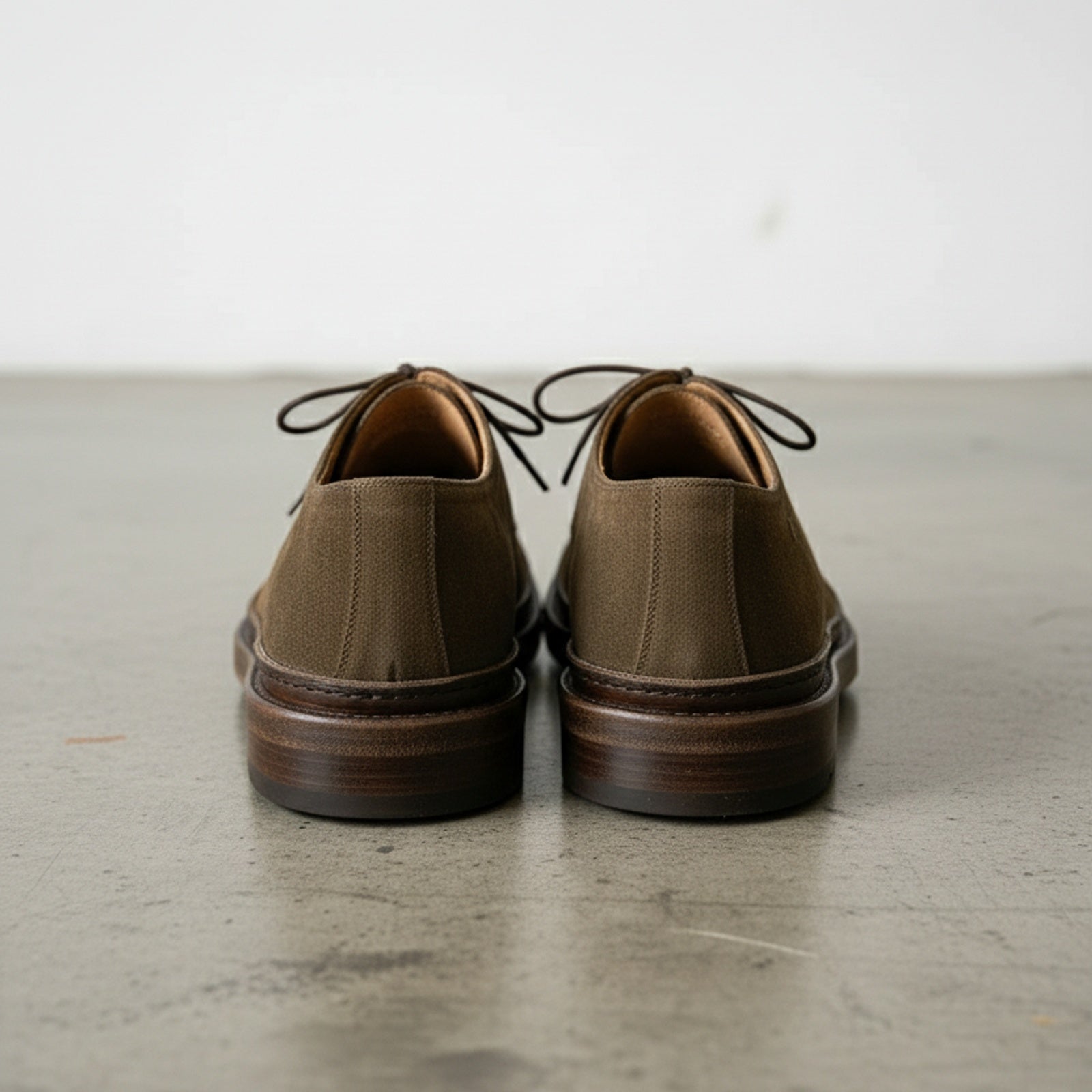 back-view - Men's Derby Shoes, Suede Derby Shoes, Olive Green Derby Shoes