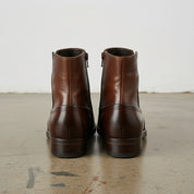 back-view - Men's Distressed Leather Ankle Boots, Full-Grain Leather Ankle Boots, Dark Brown Leather Boots