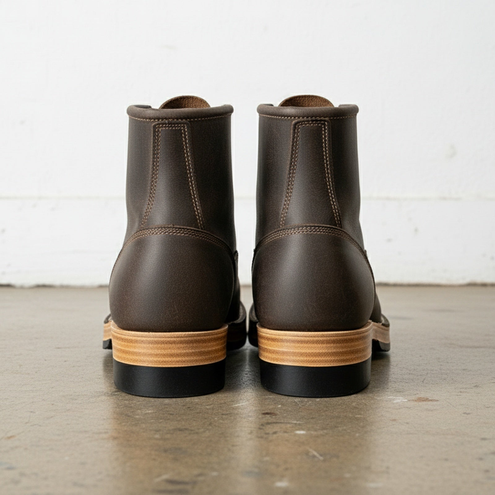 back-view - Men's Logger Boots, Leather Work Boots, Goodyear Welt Logger Boots