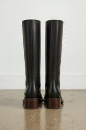 back-view - Women's Handmade Black Classic Riding Leather Boots