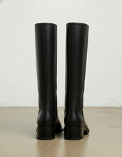 back-view - Women's Handmade Black Knee-High Riding Leather Boots