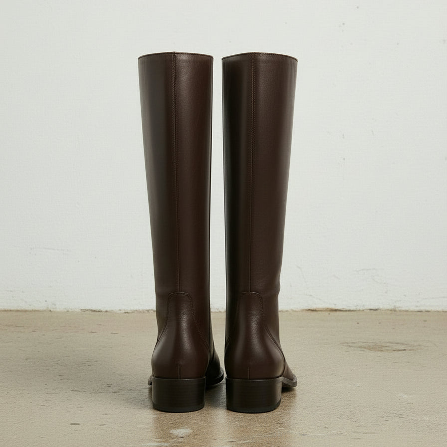 back-view - Women's Handmade Brown Classic Riding Knee-High Leather Boots