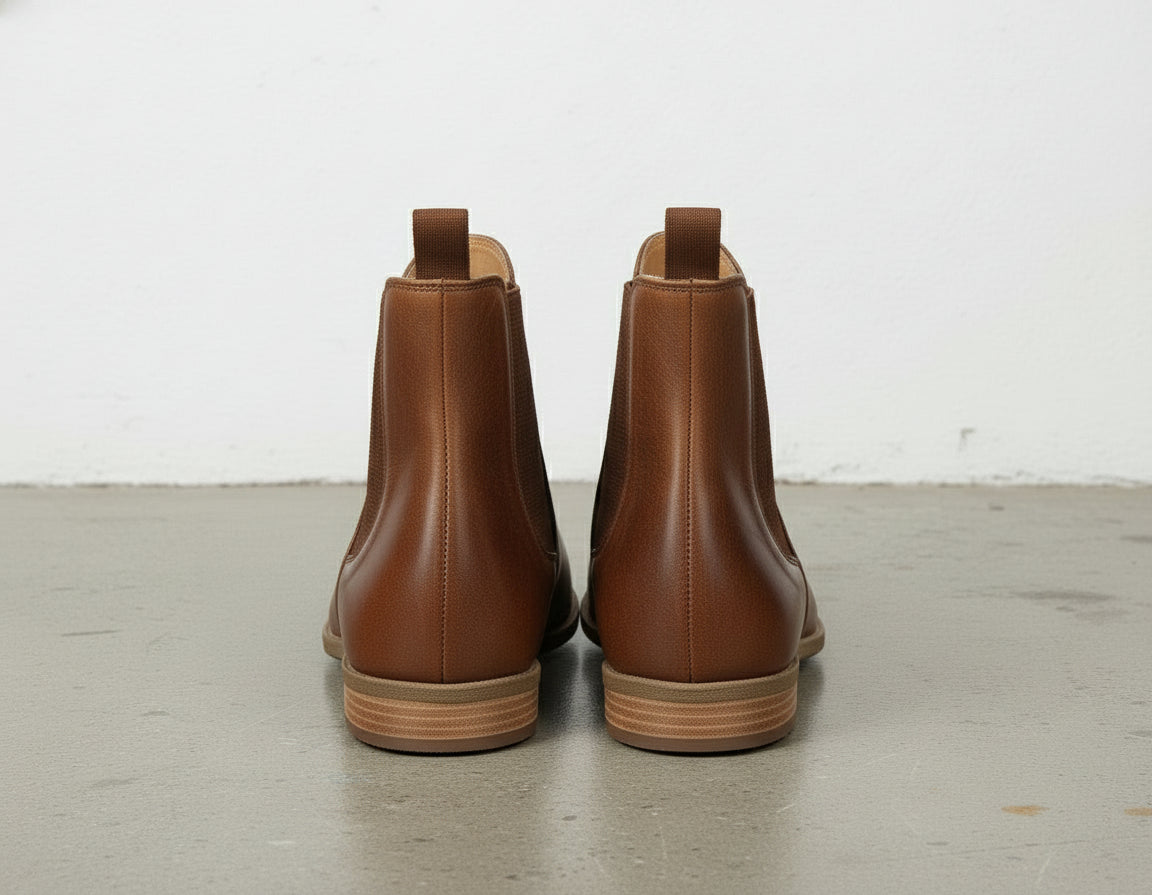 back-view - Women's Handmade Brown Leather Chelsea Boots