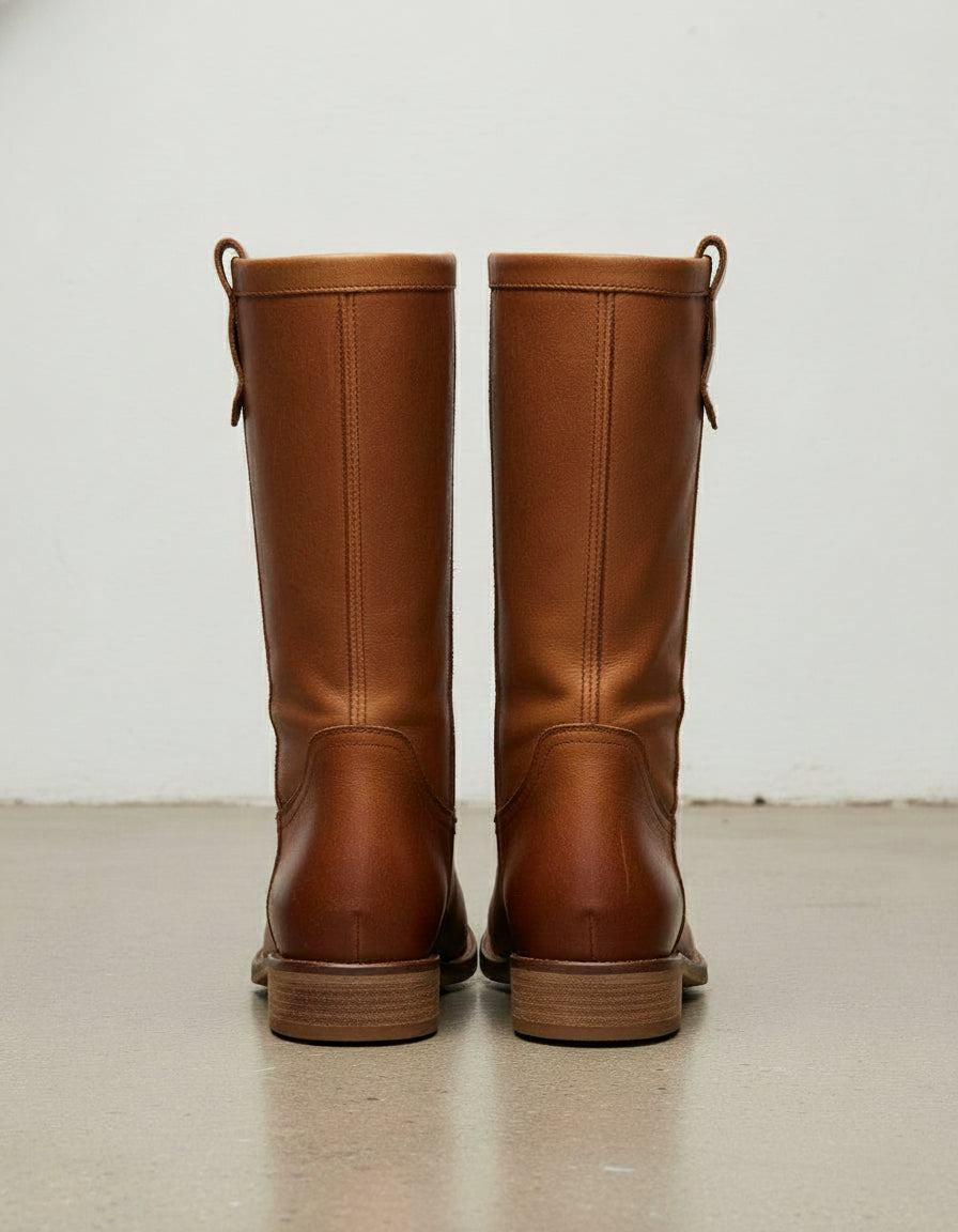 Women's Handmade Brown Leather Roper Knee High Boot, Women's Roper ...