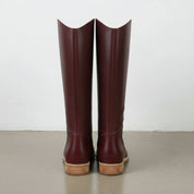 back-view - Women's Handmade Burgundy Knee-High Leather Chelsea Boots