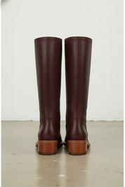 back-view - Women's Handmade Burgundy Knee-High Leather Classic Riding Boots