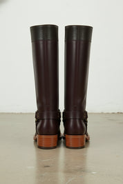 back-view - Women's Handmade Burgundy Knee-High Leather Riding Boots