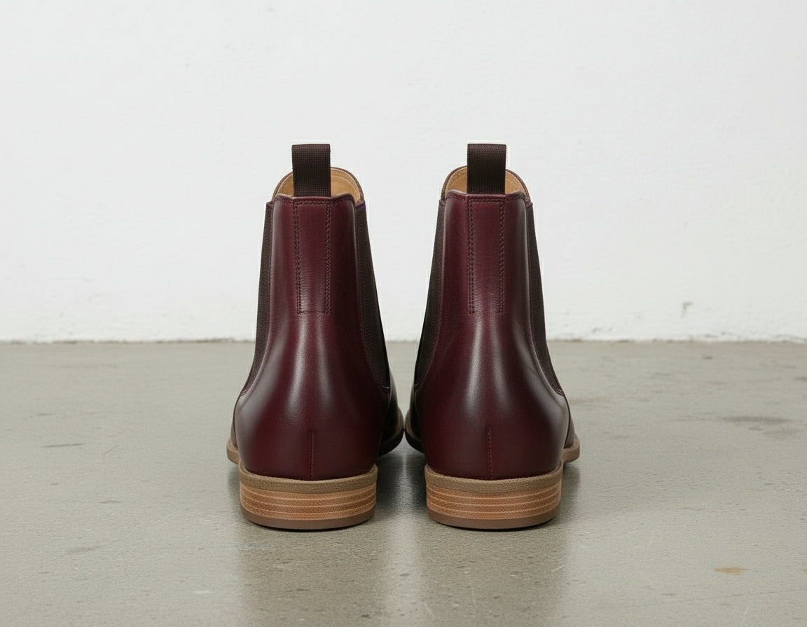 back-view - Women's Handmade Burgundy Leather Chelsea Boots