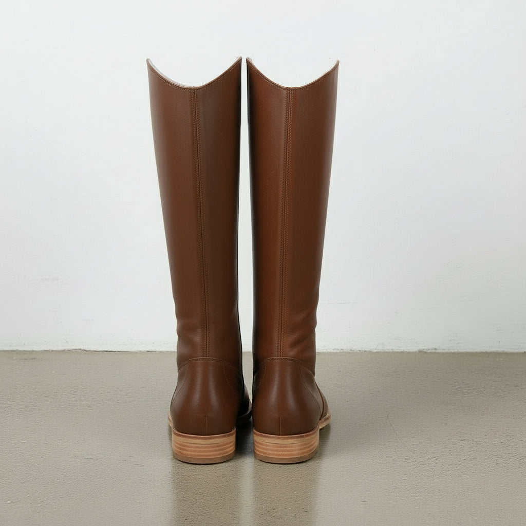 back-view - Women's Handmade Chocolate Leather Classic Riding Boots