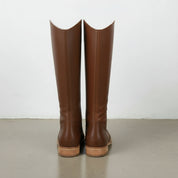back-view - Women's Handmade Chocolate Leather Classic Riding Boots