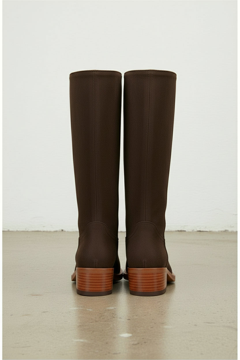 back-view - Women's Handmade Chocolate Suede Leather Classic Riding Boots