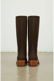 back-view - Women's Handmade Chocolate Suede Leather Classic Riding Boots