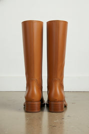 back-view - Women's Handmade Cognac Brown Full Grain Leather Classic Riding Boots