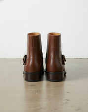 back-view - Women's Handmade Cognac Brown Leather Ankle Boots, The Artisan Moto / Harness Boot