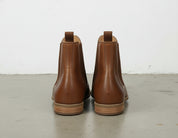 back-view - Women's Handmade Cognac Brown Leather Chelsea Boots