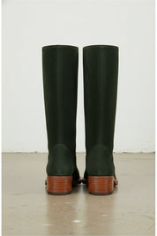 back-view - Women's Handmade Dark Green Knee-High Riding Leather Boots