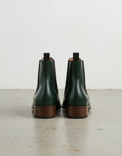 back-view - Women's Handmade Dark Green Leather Chelsea Boots